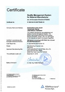 EdelstahlSchneider GmbH - Zertifikat (Eng) Approved Manufacturer acc. AD2000 W0 / PED 97/23/EC